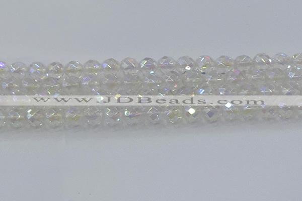 CNC612 15.5 inches 14mm faceted round plated natural white crystal beads