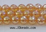 CNC614 15.5 inches 6mm faceted round plated natural white crystal beads