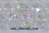 CNC648 15.5 inches 12mm faceted round plated natural white crystal beads