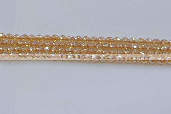 CNC651 15.5 inches 6mm faceted round plated natural white crystal beads