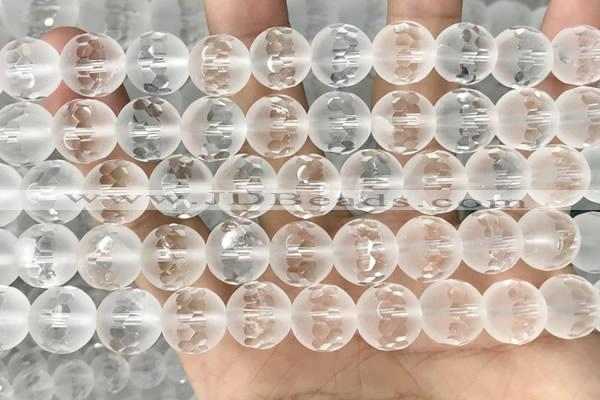 CNC853 15.5 inches 12mm faceted round white crystal beads