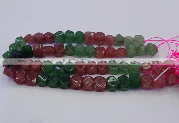 CNG5852 10*14mm - 12*16mm faceted nuggets mixed strawberry quartz beads