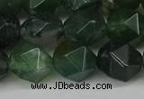 CNG6154 15.5 inches 10mm faceted nuggets moss agate beads