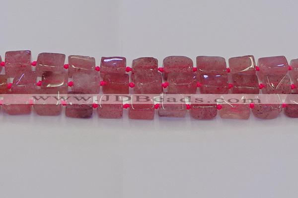 CNG6931 15.5 inches 8*12mm - 10*16mm nuggets strawberry quartz beads