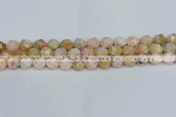 CNG7302 15.5 inches 10mm faceted nuggets pink opal gemstone beads