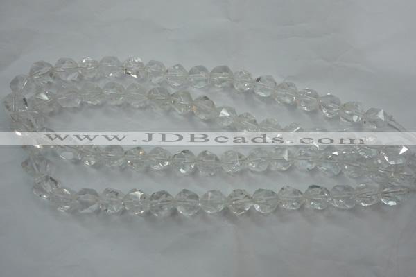 CNG912 15 inches 10mm faceted nuggets white crystal beads