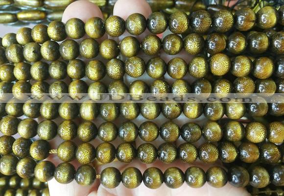 COBS06 15 inches 7mm round golden coral beads wholesale