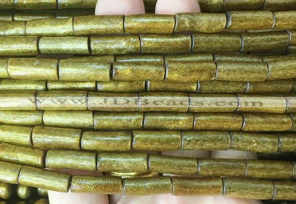 COBS11 15 inches 6*15mm tube golden coral beads wholesale