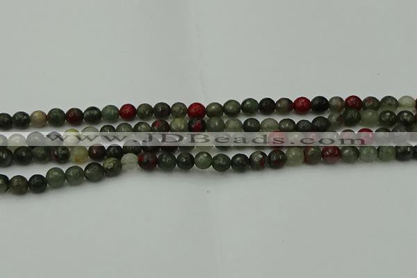COJ460 15.5 inches 4mm faceted round blood jasper beads wholesale