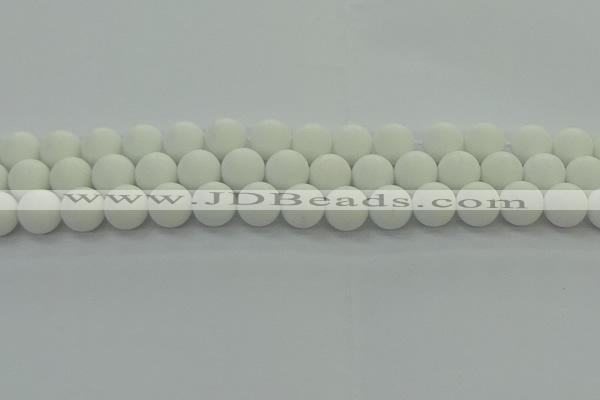 CPB414 15.5 inches 12mm round matte white porcelain beads