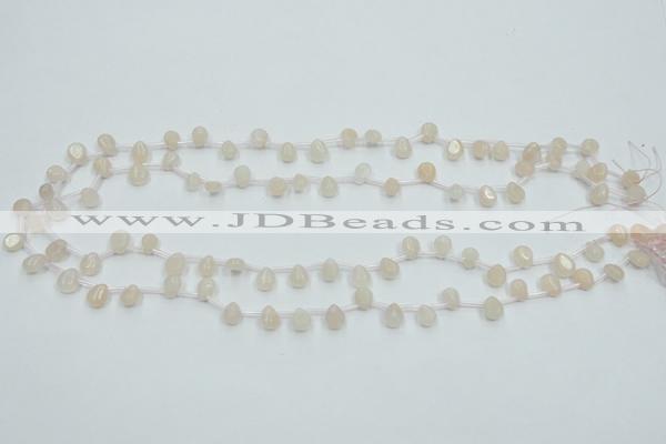 CPI11 15.5 inches 6*8mm top-drilled teardrop pink aventurine jade beads