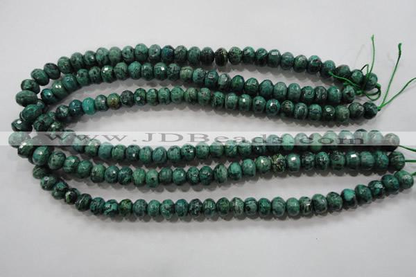 CPT223 15.5 inches 6*10mm faceted rondelle green picture jasper beads