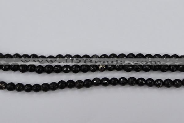 CPY501 15.5 inches 6mm faceted round natural chalcopyrite beads