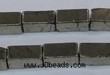CPY593 15.5 inches 8*16mm cuboid pyrite gemstone beads