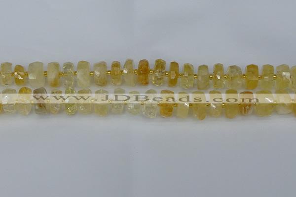 CRB1322 15.5 inches 6*12mm faceted rondelle citrine beads