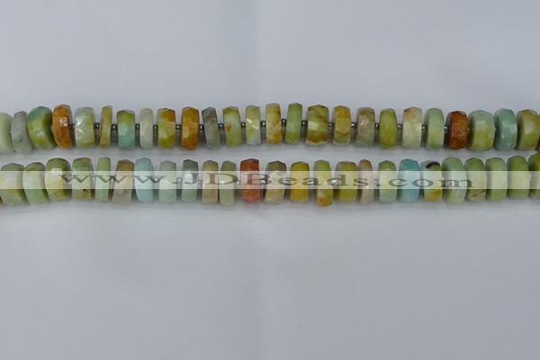 CRB1361 15.5 inches 6*10mm faceted rondelle Chinese amazonite beads