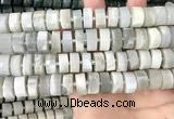 CRB2083 15.5 inches 12mm - 13mm faceted tyre grey moonstone beads