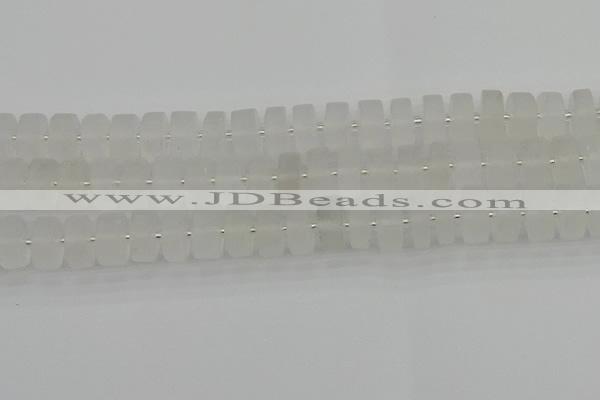 CRB502 15.5 inches 7*14mm tyre matte white crystal beads wholesale