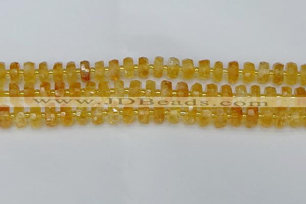 CRB843 15.5 inches 7*12mm faceted rondelle citrine beads