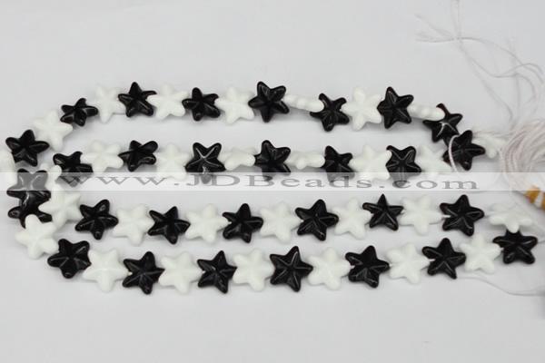 CRG23 15.5 inches 16*16mm star black & white agate gemstone beads