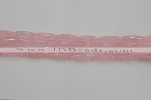 CRI02 15.5 inches 10*30mm faceted rice rose quartz beads wholesale
