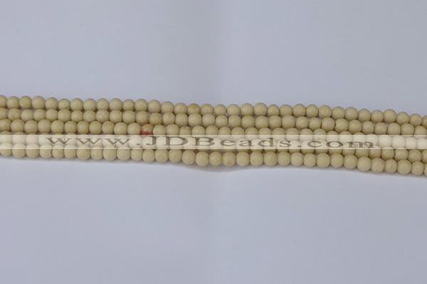 CRJ600 15.5 inches 4mm round white fossil jasper beads wholesale