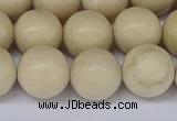 CRJ604 15.5 inches 12mm round white fossil jasper beads wholesale