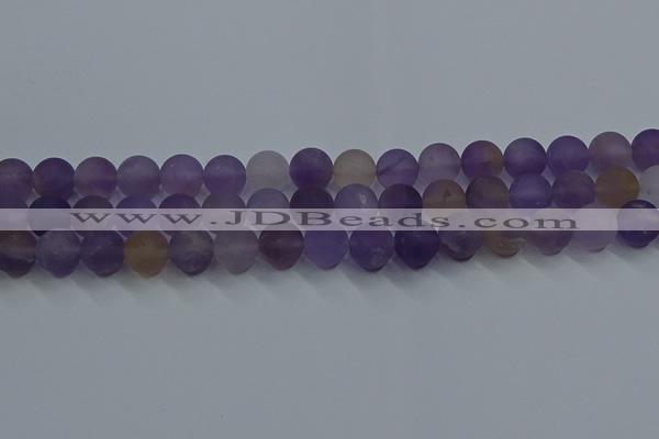 CRO1013 15.5 inches 10mm round matte amethyst gemstone beads