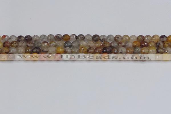 CRO1196 15.5 inches 6mm faceted round mixed lodalite quartz beads