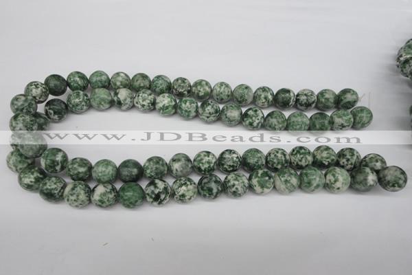 CRO348 15.5 inches 12mm round green spot gemstone beads wholesale