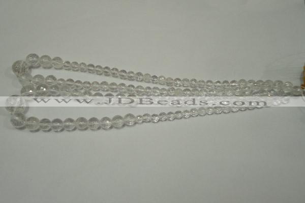 CRO741 15.5 inches 6mm – 14mm faceted round white crystal beads