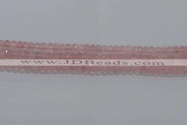 CRQ116 15.5 inches 5*8mm faceted rondelle rose quartz beads