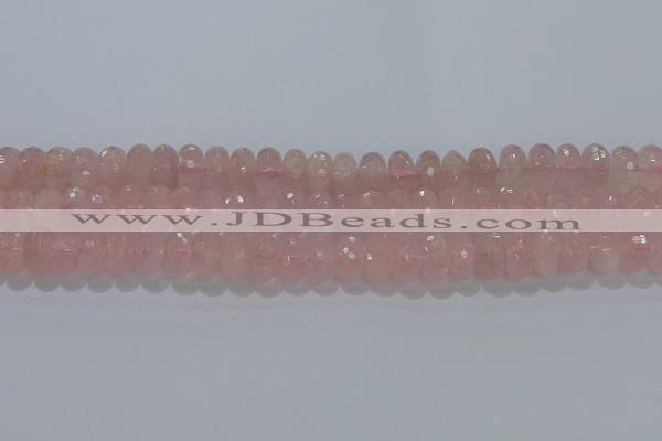 CRQ118 15.5 inches 7*12mm faceted rondelle rose quartz beads
