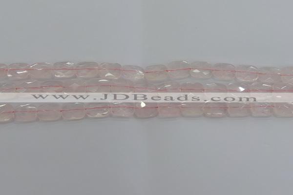 CRQ163 15.5 inches 8*10mm faceted rectangle natural rose quartz beads