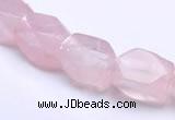 CRQ20 faceted brick shape natural rose quartz beads Wholesale