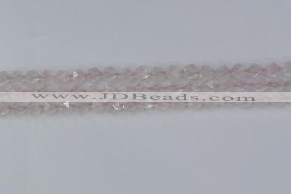 CRQ401 15.5 inches 6mm faceted nuggets rose quartz beads