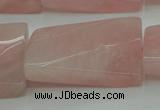 CRQ652 15.5 inches 25*35mm twisted rectangle rose quartz beads