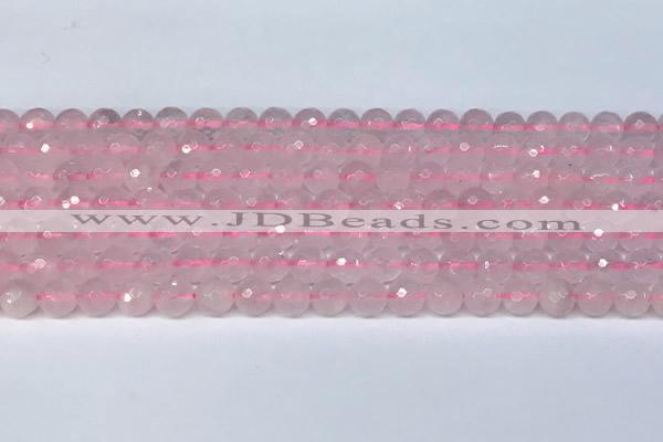 CRQ796 15.5 inches 6mm faceted round rose quartz gemstone beads