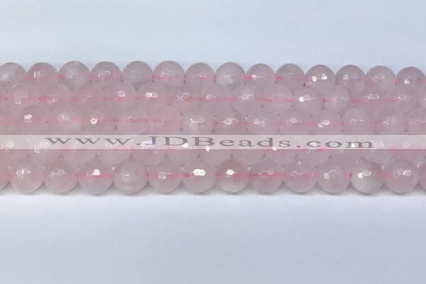 CRQ798 15.5 inches 10mm faceted round rose quartz gemstone beads