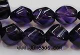CSA11 15.5 inches 12*15mm twisted rice synthetic amethyst beads