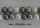 CSB1030 15.5 inches 8mm round mixed color shell pearl beads