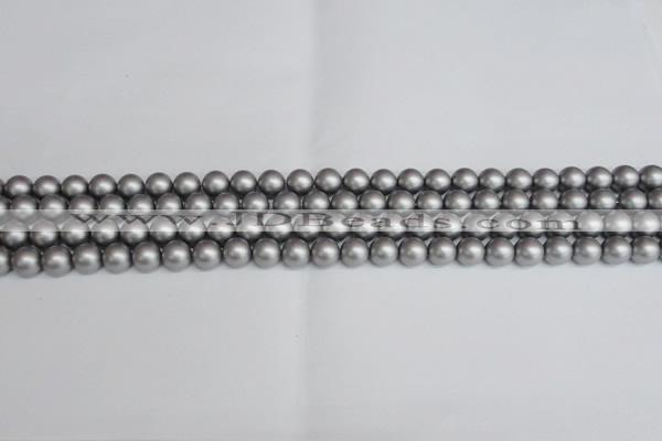 CSB1440 15.5 inches 4mm matte round shell pearl beads wholesale