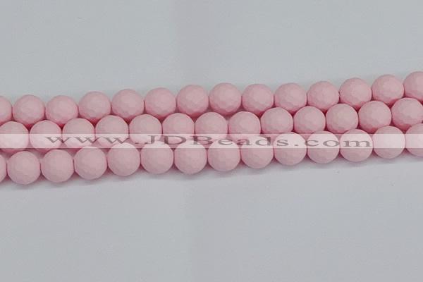 CSB1844 15.5 inches 12mm faceetd round matte shell pearl beads