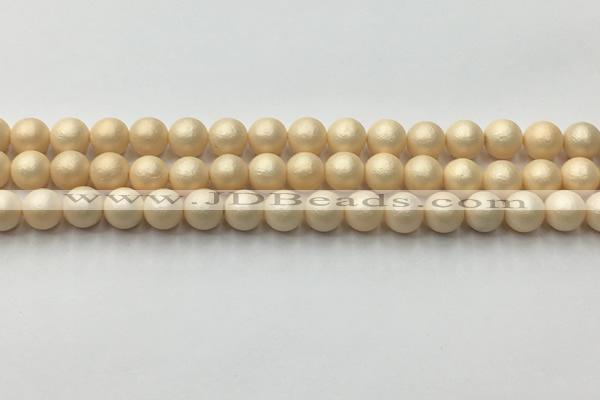 CSB2390 15.5 inches 4mm round matte wrinkled shell pearl beads