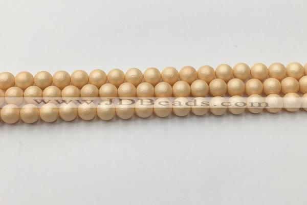 CSB2400 15.5 inches 4mm round matte wrinkled shell pearl beads