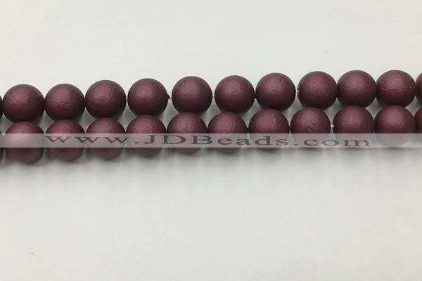 CSB2455 15.5 inches 14mm round matte wrinkled shell pearl beads
