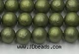 CSB2520 15.5 inches 4mm round matte wrinkled shell pearl beads