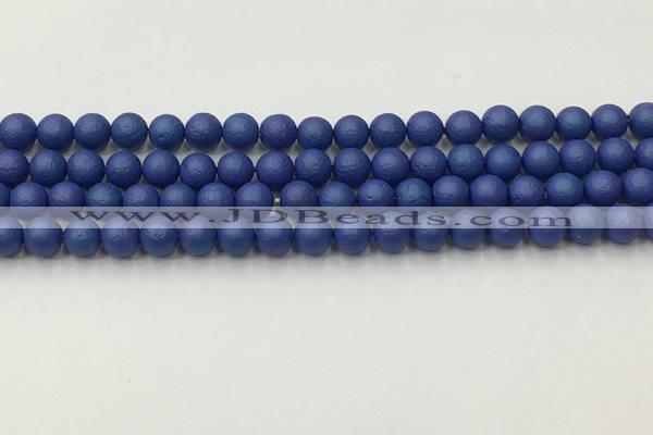 CSB2570 15.5 inches 4mm round matte wrinkled shell pearl beads