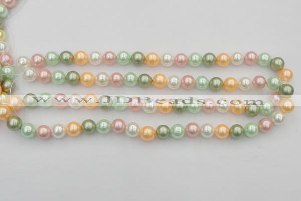 CSB327 15.5 inches 10mm round mixed color shell pearl beads