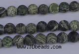 CSJ500 15.5 inches 4mm round matte green silver line jasper beads